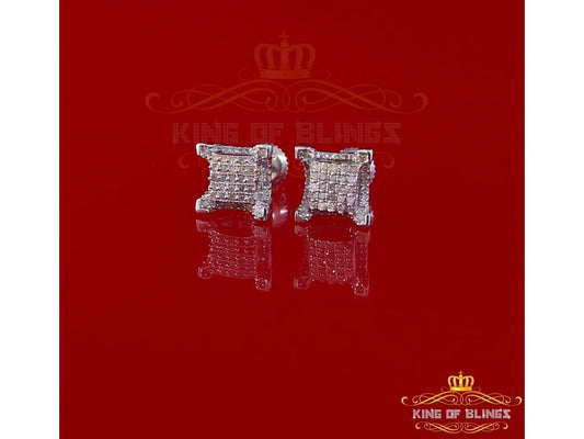 10K White Gold Finish Real Diamond 0.25CT Men's/Women's Stud Silver Earrings