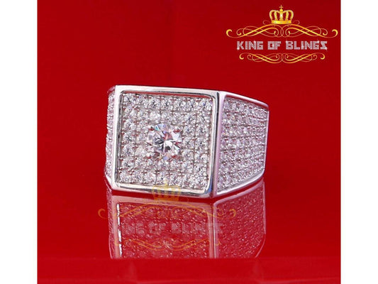 10K White Gold Finish Lab Created Diamond Silver Ring Adjustable Size 9.5-11.5