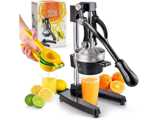 Zulay Professional Citrus Complete Set - Manual Citrus Press and Orange Squeezer & 2-in-1 Metal Lemon Squeezer - Premium Quality Heavy Duty Manual Orange Juicer and Lime Squeezer Press Stand