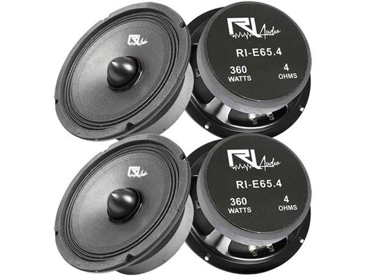 (4) RI Audio 6.5 Midrange Bullet Speakers 360W Peak Power 180W RMS 4 Car Audio